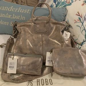 Rare HOBO 3 piece set, Sheila handbag, Lauren wallet and large pouch.